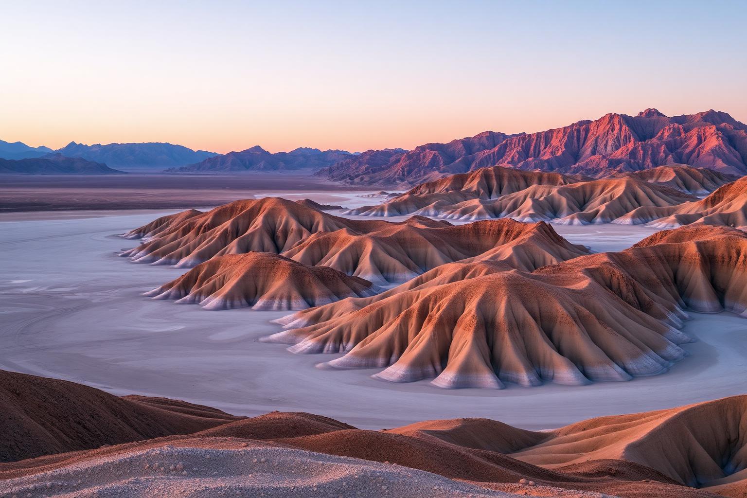 Weite Wüstenlandschaft im Death Valley bei Sonnenaufgang