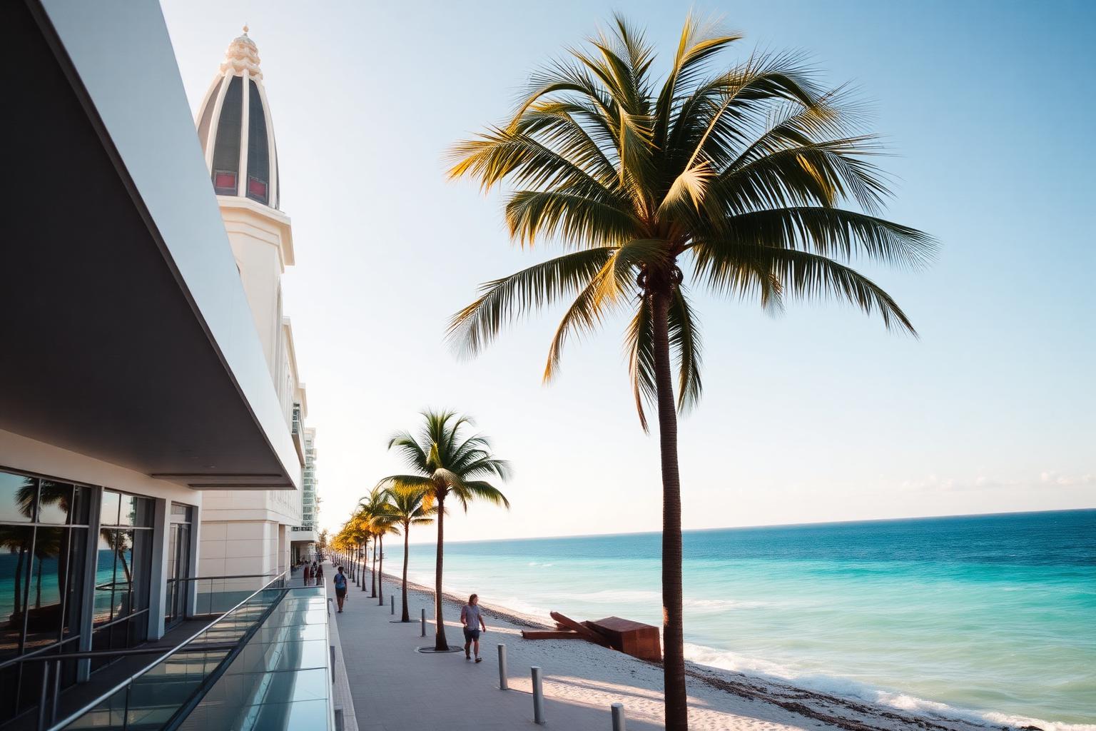 Palmen und Art-Deco-Architektur in Miami Beach